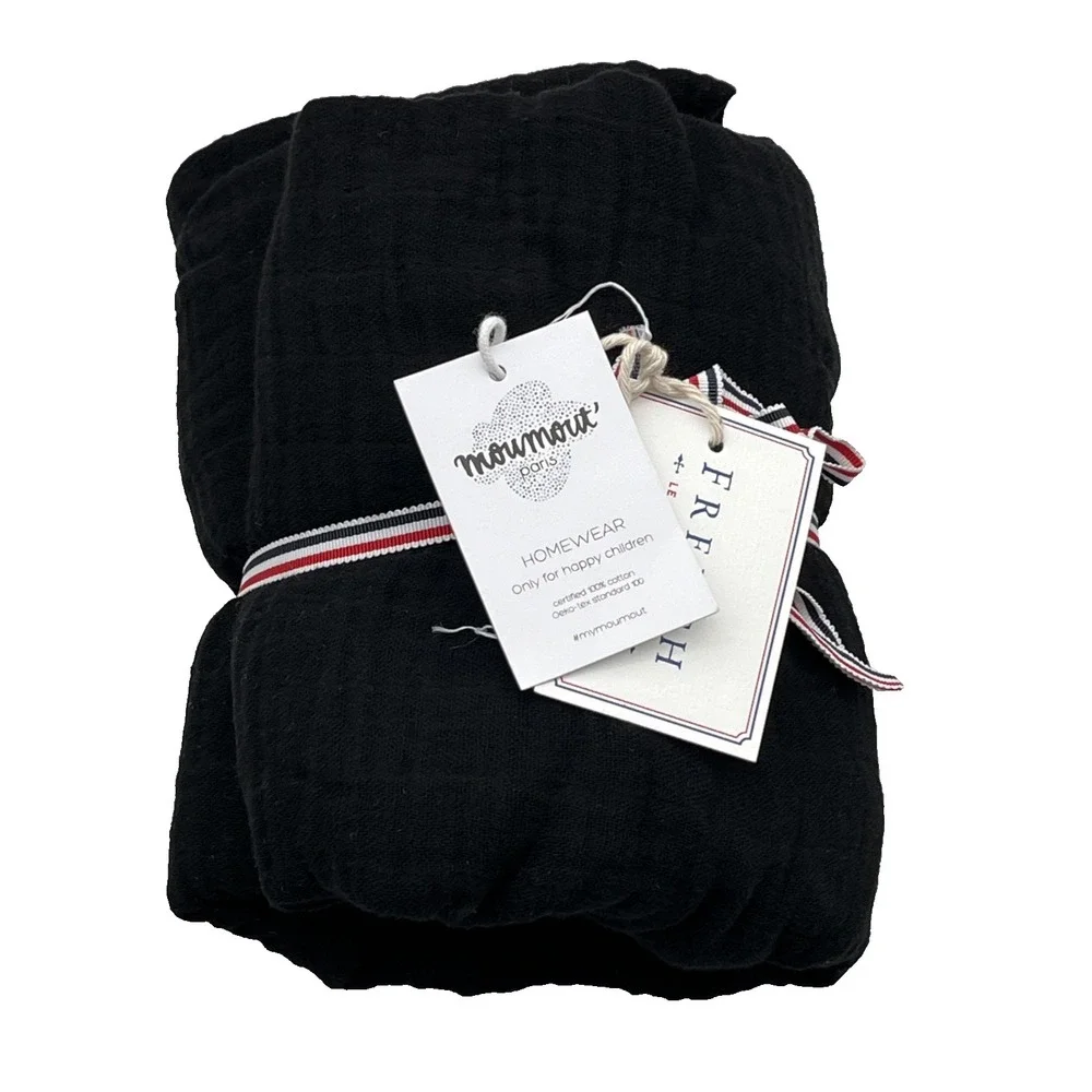 Moumout Paris Premium Black Cotton Fitted Toddler Sheet 70–140 cm New